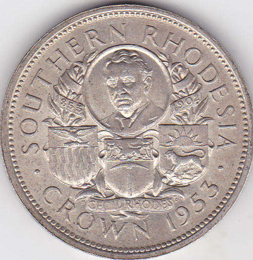 1953 SOUTHERN RHODESIA SILVER CROWN- QUEEN ELIZABETH THE SECOND  AS PER SCAN