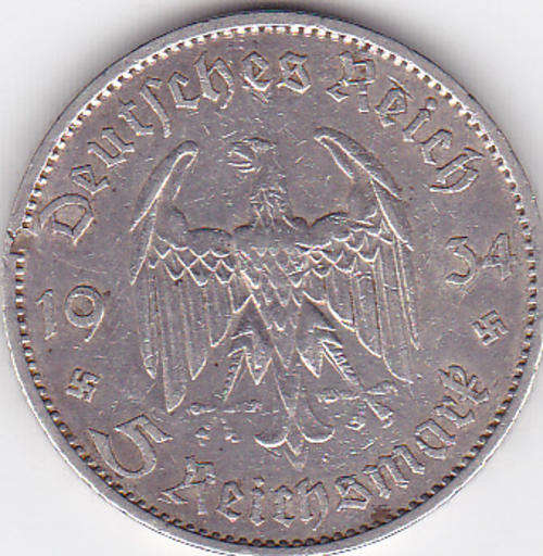 1934 5 DEUTSHES REICHMARK  AS PER SCAN