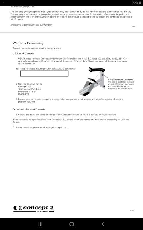 Concept 2 RowErg less than 1 year old, Still under warranty, with water/dust/dirt resistant cover