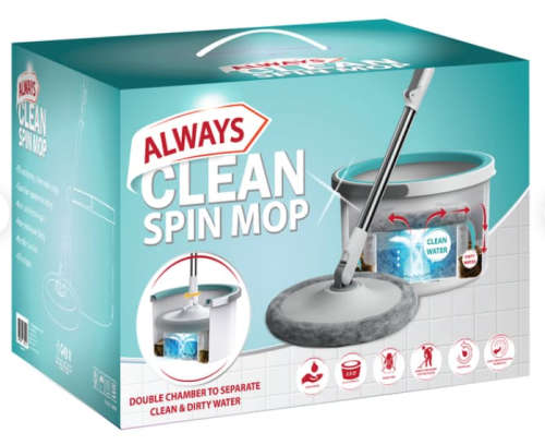 Always Clean Microfiber Spin Mop with Bucket