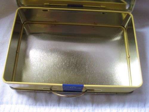 Feodora hinged suitcase collectible tin. Fabulous item