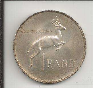 South African R1 **ONE RAND** SILVER Coin (1967)