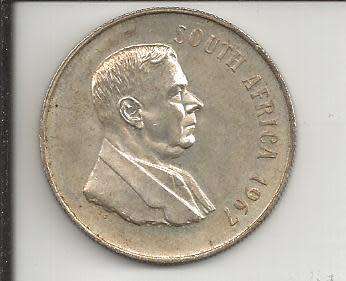 South African R1 **ONE RAND** SILVER Coin (1967)