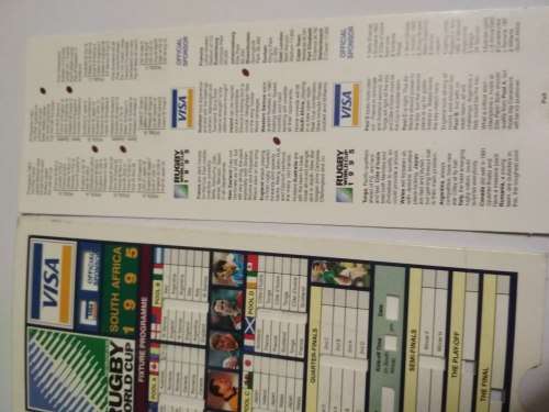 Vintage Rugby World Cup South Africa 1995 Fixture Programme