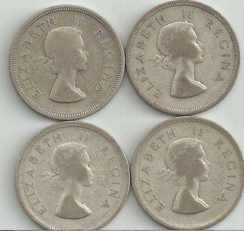 South Africa 2 1/2 Shillings 1953 1954 1955 1956 coin (set of 4 coins)