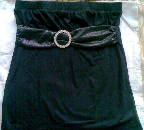 Black short skirt with black centre slash with diamante buckle (age 13-14)