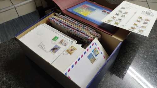 Shoe box with Covers from around the World, incl cards and other odds