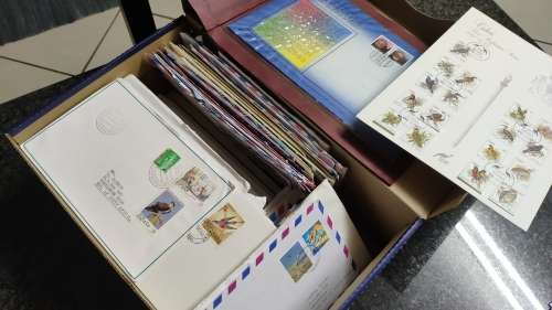 Shoe box with Covers from around the World, incl cards and other odds