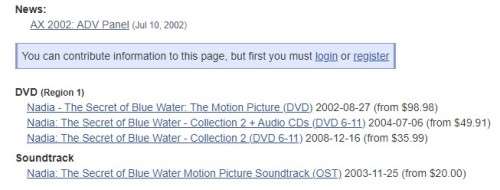 Japanese Anime\Manga Nadia: Secret of the Blue Water - The Motion Picture 2002 DVD R1100+ RARE