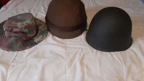SADF helmet kevlar, SADF plastic inner for steel helmet and SANDF bush hat