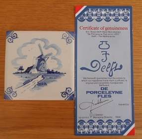 Mini Delft tile with Certificate of genuineness