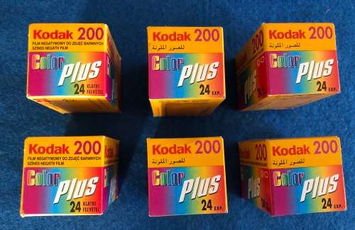 Kodak film (brand new in box): 24 exposures per film