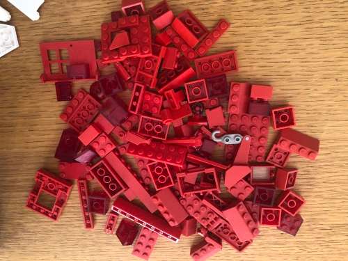 Bucket of second hand Lego - mixed with characters and 5 instruction sheets