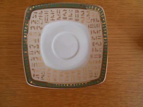 Highly decorated Egytian themed demi-tasse cup and saucer - Limoges
