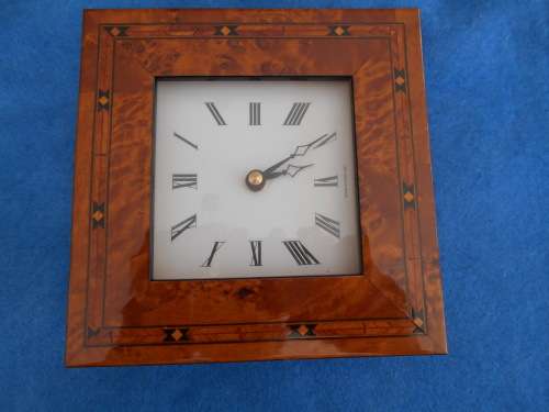Decorative inlaid wooden clock - battery operated