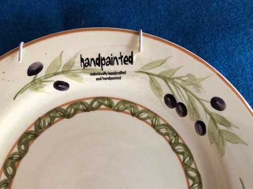 Handpainted plate with olive decoration
