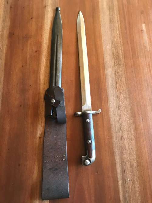 Swedish Model 1914 Mauser Bayonet with rare leather frog