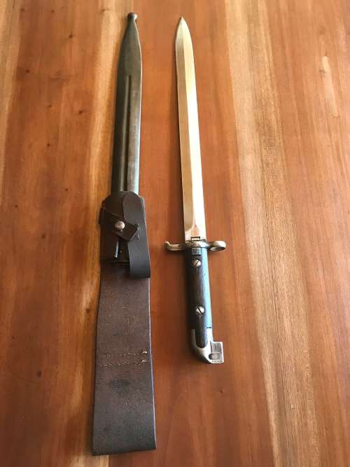 Swedish Model 1914 Mauser Bayonet with rare leather frog