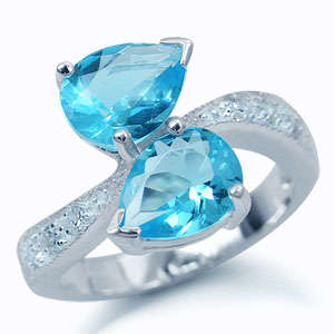 Blue CZ & White CZ 925 Sterling Silver Ring SIZES 7, 8, 9