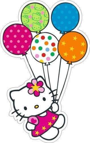 Hello Kitty Balloons - High Quality Decal Sticker 5.5" x 3.5" - Made in USA