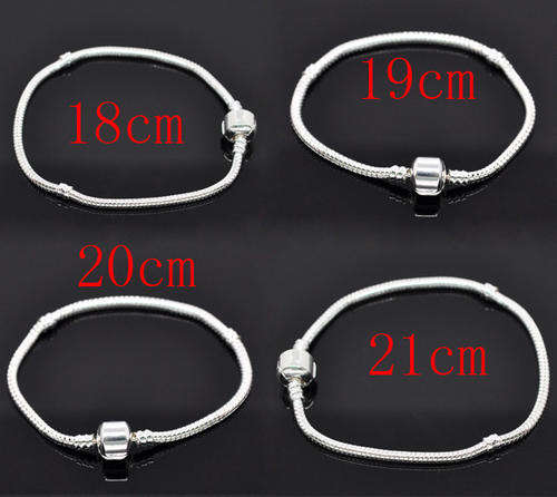 Silver plated Pandora style snake link bracelet