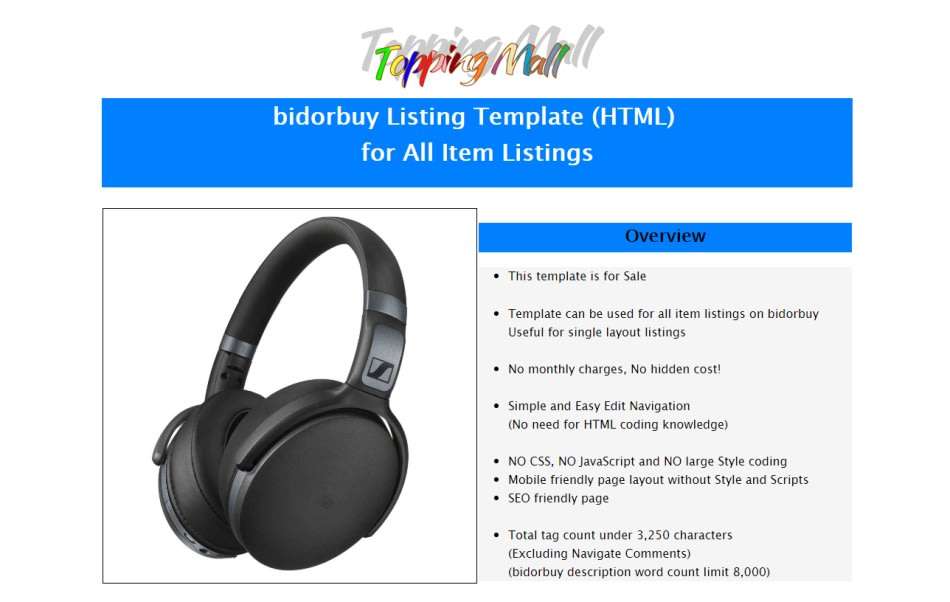 Simple & Easy Edit! "bidorbuy Listing Template" Useful for single layout listings