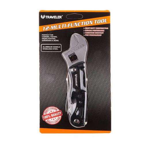 Traveler 12-Multi-Function Tool (Aluminium Handle and Stainless Steel)