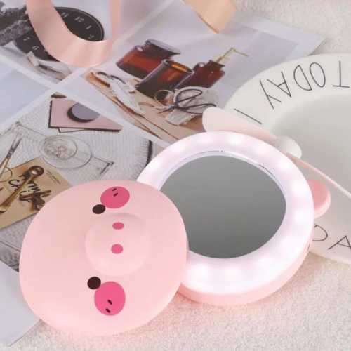 Cute!!! Makeup Mirror With LED Light and Fan