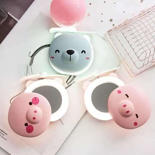 Cute!!! Makeup Mirror With LED Light and Fan