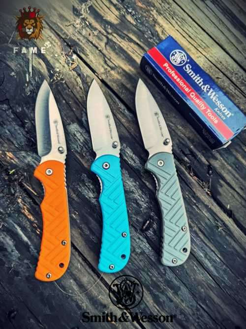 SMITH AND WESSON 6.5in Stainless Steel Folding Knife with 2.75in Clip Point Blade and Nylon Handle