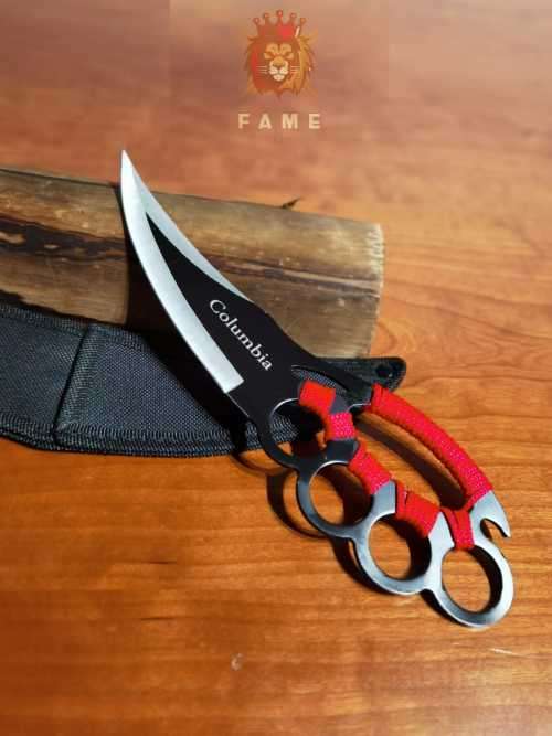 Columbia Brass Knuckle Knife With Sheath