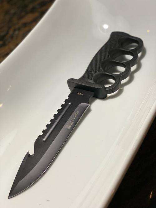 Black Carbon Survival Knife (flint fire starter ,compass,whistle)