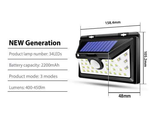 30 WATT LED Outdoor Solar Light , 3 Mode Settings