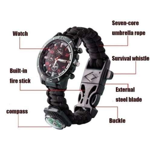 NEW Survival Watch (compass,flint fire starter,whistle)