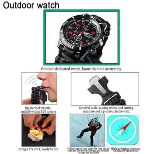 NEW Survival Watch (compass,flint fire starter,whistle)