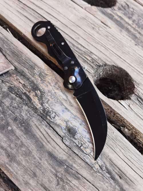 Black Push Button Karambit
