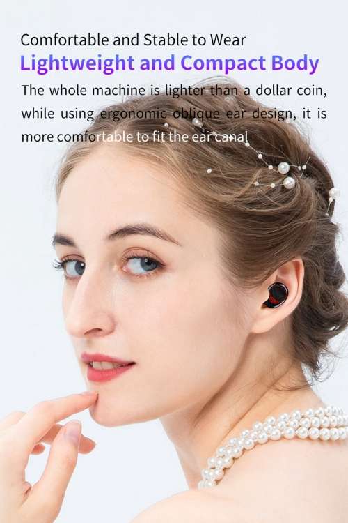 Wireless 3D Touch Earphone Earbuds With Voice Assist and Leather Look Casing