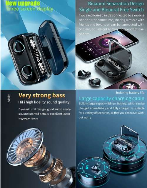 Wireless 3D Touch Earphone Earbuds With Voice Assist and Leather Look Casing