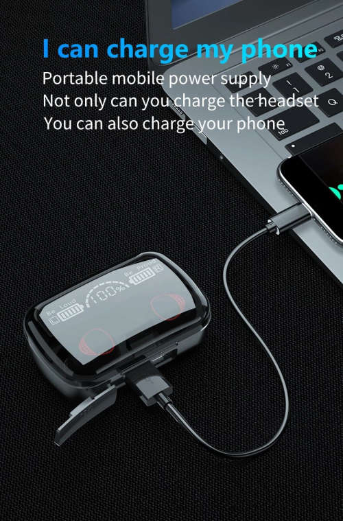 Wireless 3D Touch Earphone Earbuds With Voice Assist and Leather Look Casing