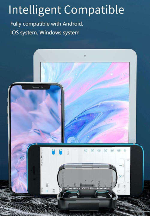 Wireless 3D Touch Earphone Earbuds With Voice Assist and Leather Look Casing