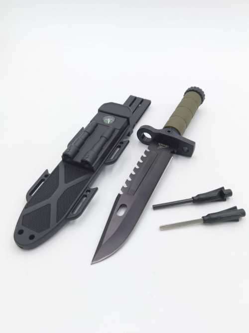SURVIVAL Hunting Knife (flint/compass/whistle)