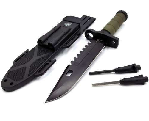 SURVIVAL Hunting Knife (flint/compass/whistle)