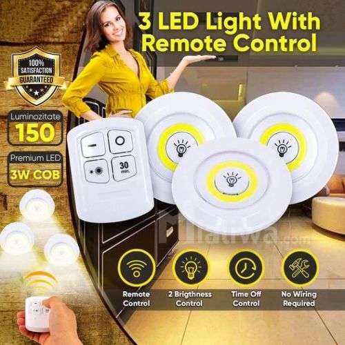 `Effortless Ambiance: Set of 3 LED Lights with Remote Control`