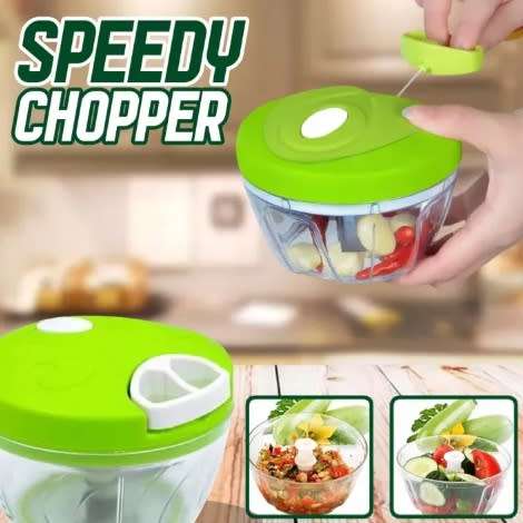 `Speedy Manual Food Chopper: Effortlessly Cut, Chop, and Blend Your Ingredients`