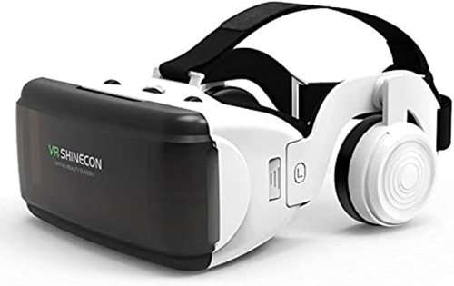 `Immersive Virtual Reality Experience with SHINECON 3D VR Glasses and Earphones (White)`
