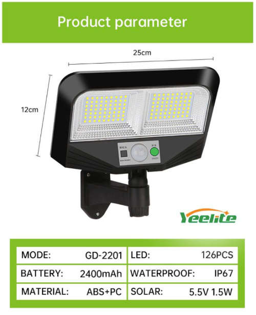 `Brilliant Sunlight: Illuminate Your Outdoors with Solar Flood Light GD-2201`