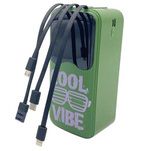 60000mAh Fast Charging Power Bank With USB A, Micro, Type C & Lightning Connectors (green)