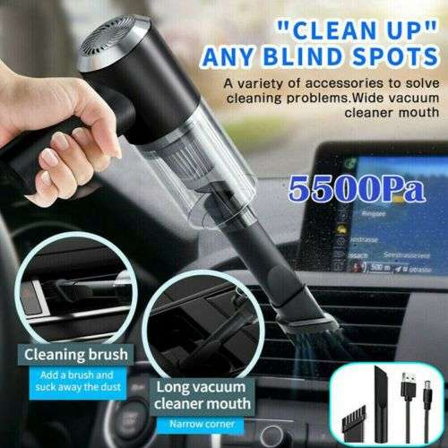 Rechargeable Lightweight Cordless Car & Home Portable Mini Vacuum Cleaner With Brush & Nozzle