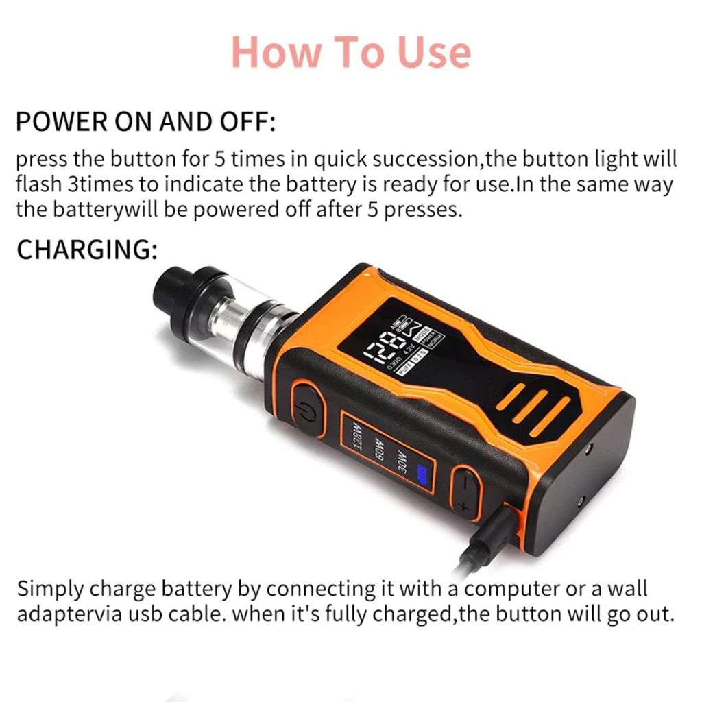 Rechargeable Portable 128W Ergonomic Non Slip Grip Box Mod Vape - 1 ORANGE 1 YELLOW