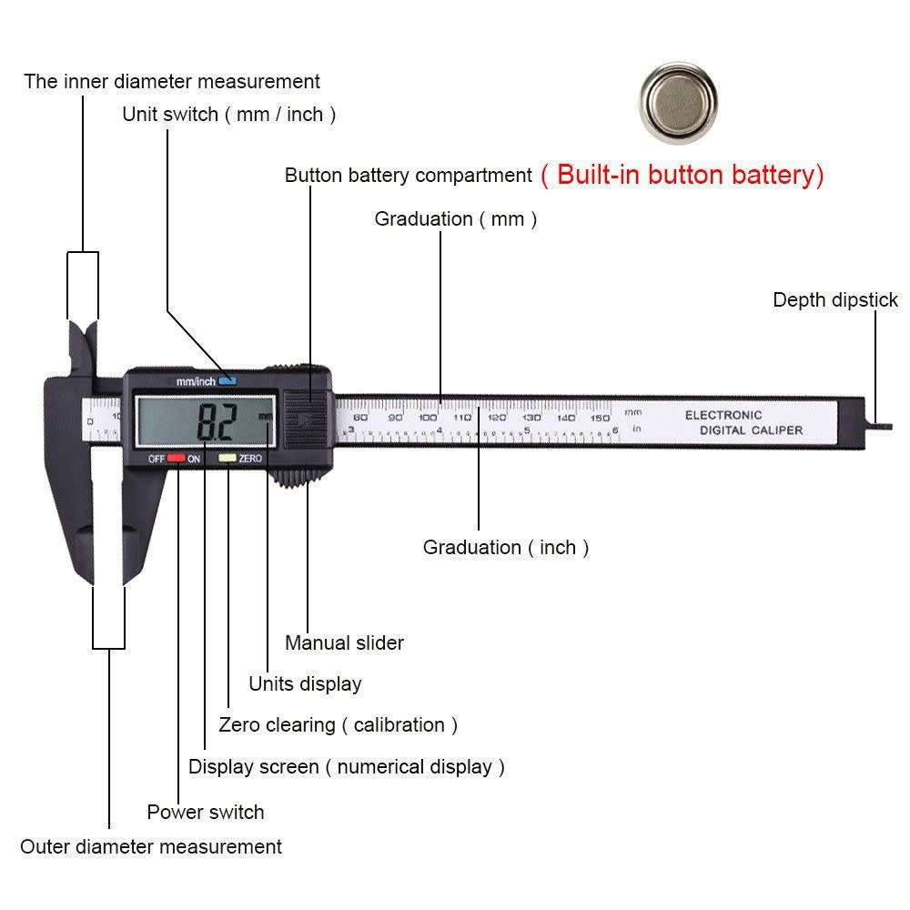 Digital Vernier Caliper - 150mm 6 inch Electronic LCD Screen Micrometer Ruler